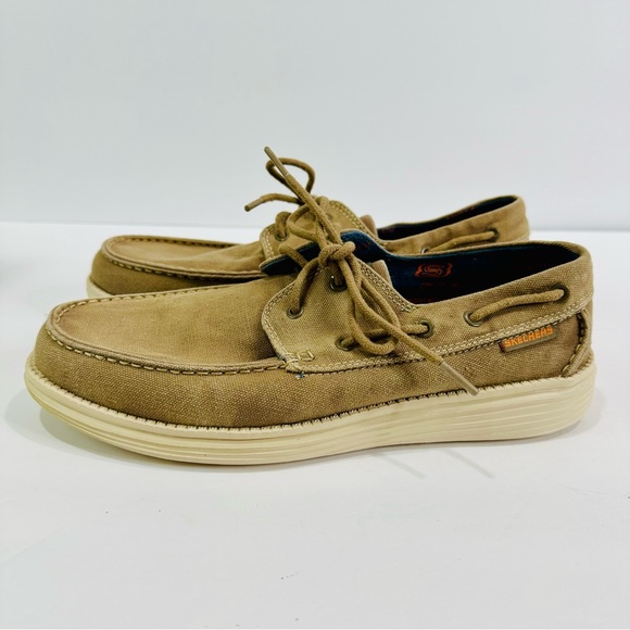 ๐ฉท SKETCHERS RELAXED FUT AIR-COOLED MEMORY FOAM TAN CANVAS DECK BOAT SHOE SIZE 8 - Picture 4 of 13